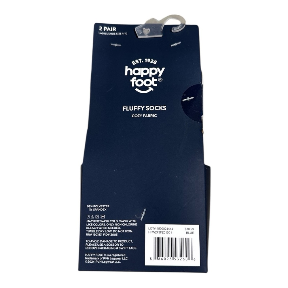 Blue Happy Foot Fuzzy Socks - 2 Pair Pack - Picture 3 of 3